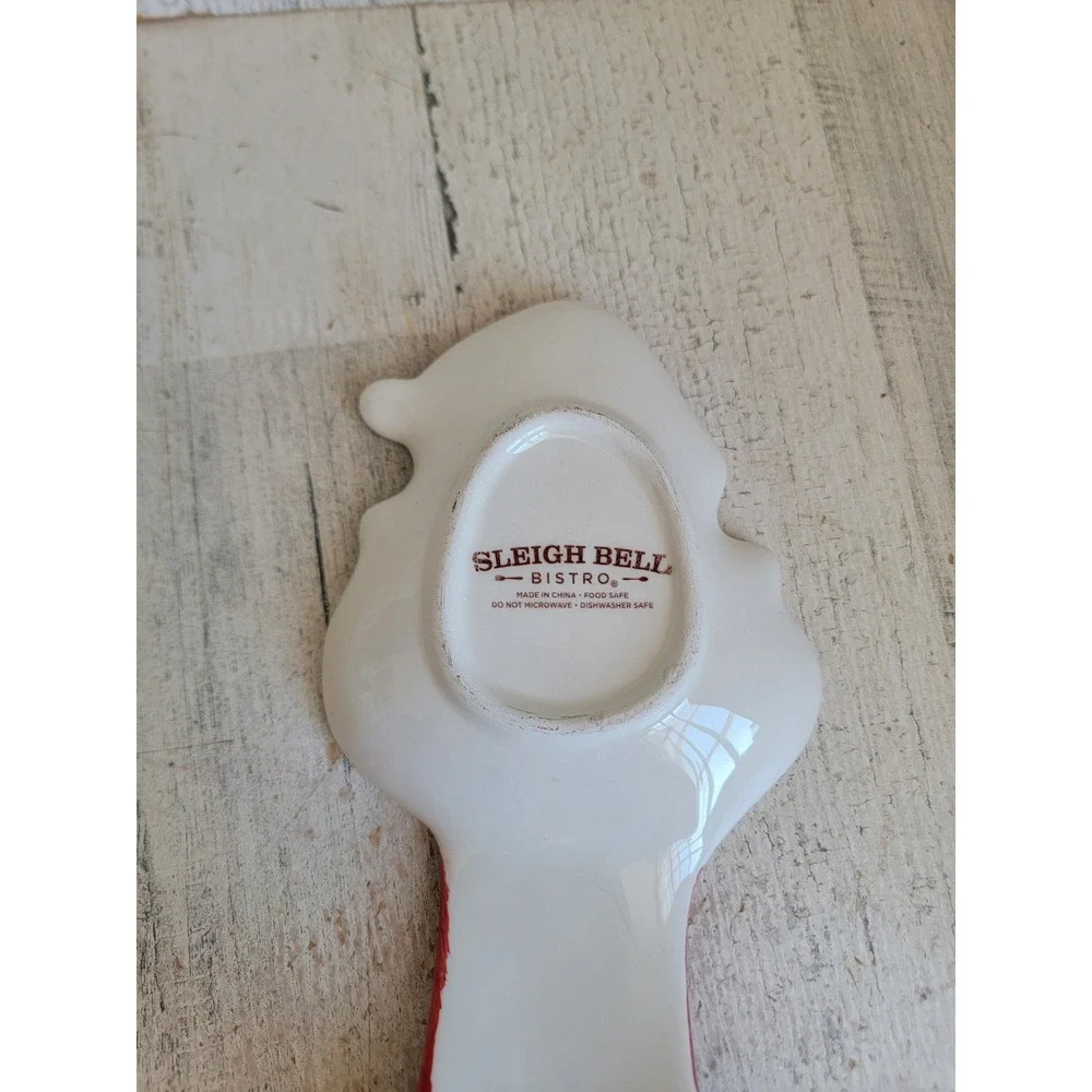 Bistro sleigh bell ceramic spoon rest Xmas kitchen accessory home decor